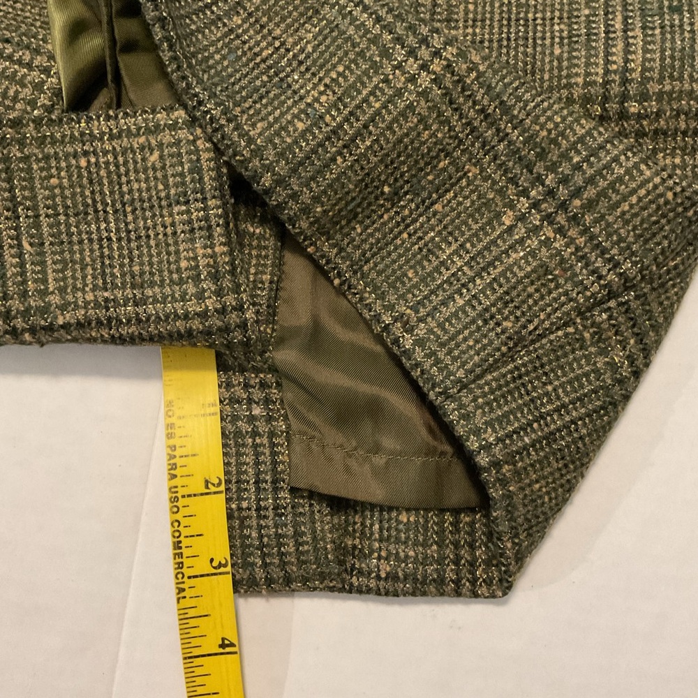 Escada Vintage Plaid Wool Silk Skirt Green - Picture 10 of 13